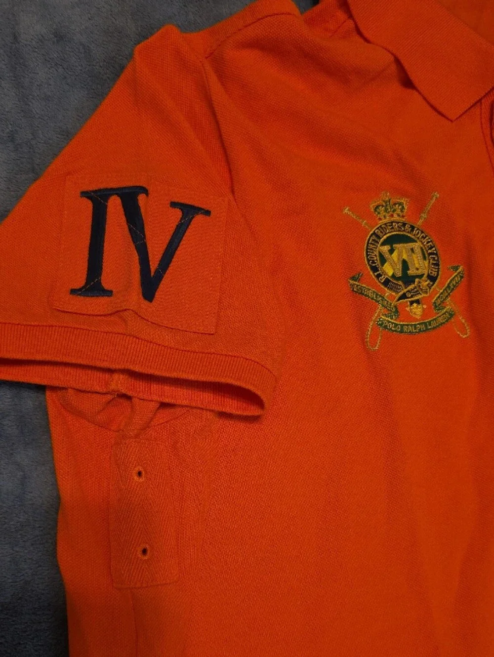 Polo by Ralph Lauren Bright Orange Polo with Navy Player Embroidery